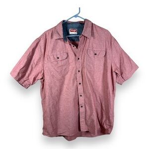 XL WRANGLER BRICK RED SHORT SLEEVE COMFORT FLEX BUTTON FRONT SHIRT STRETCH CASUA